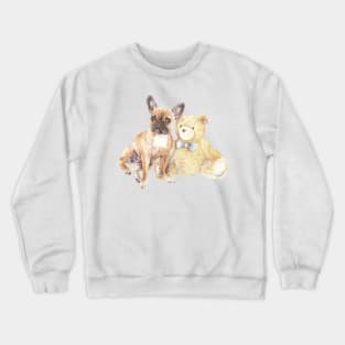 Frenchie Dog With Teddy Bear Crewneck Sweatshirt